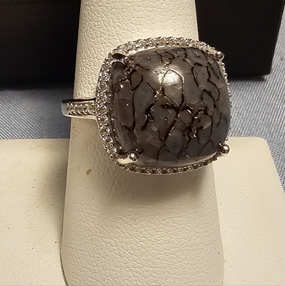 Cabochon Dinosaur Bone and Zircon